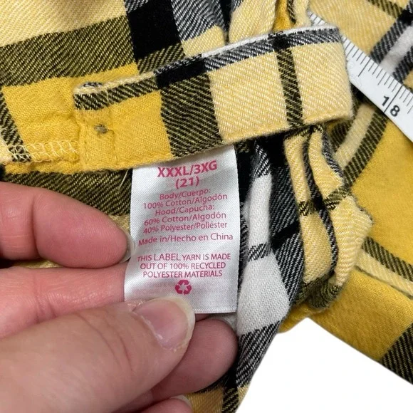 No Boundaries Juniors XXXL 21 Plaid Hooded Button Up Flannel Shirt Jacket - Picture 11 of 11
